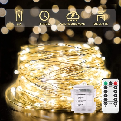 40m Length Warm White Fairy Lights 100 LED Outdoor Battery Operated Remote For Dorm