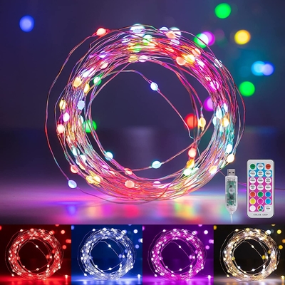 Color Changing 100 LED String Fairy Lights Remote USB Powered Pastel Easter Lights