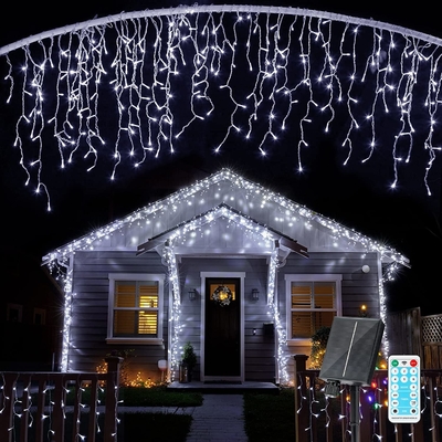 720 LED Super Long Curtain Lights With Remote Control Icicle Style Solar Fairy String Lights