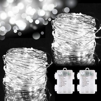 White 100 LED Copper Wire String Lights Waterproof Mini Battery Power Twinkle Lights for Festival Decor