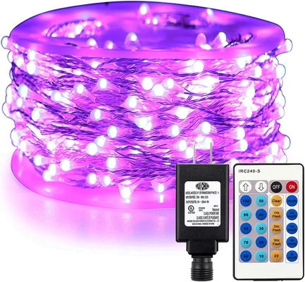 Dimmable Purple Fairy Lights Plug in Super Long Twinkle String Lights with Remote Waterproof for Christmas