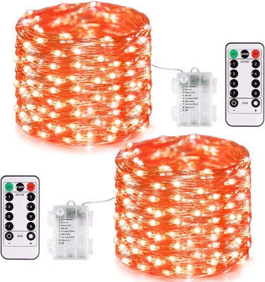 200pcs Battery Operated Orange Copper Wire Lights Twinkle For Halloween Tree