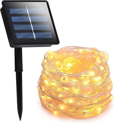Warm White Solar Fairy Lights 200 Led Waterproof Copper Wire 8 Modes Solar Powered