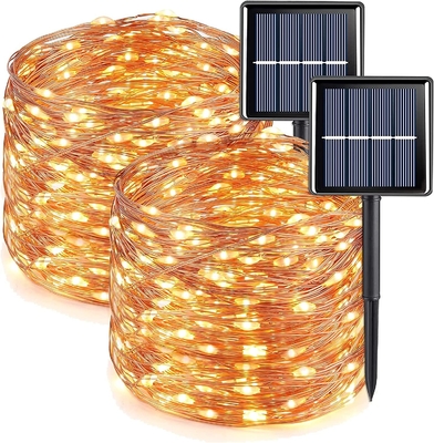 PSE IP 65 Warm White Solar Fairy Lights 400 LED 8 Modes Silver Wire For Fence Decoration