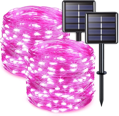 IP44 Solar Christmas String Lights 100 LED Pink Solar Fairy Lights For Valentine's Day
