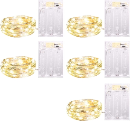 IP65 Warm White Battery Operated 20 Led String Lights With Timer On Silver Wire Christmas Decor