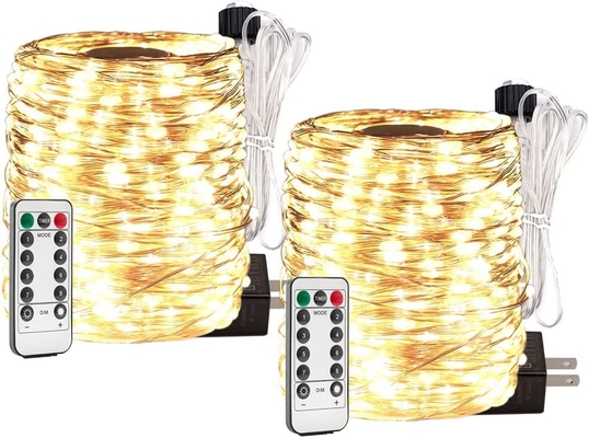 300 LEDs Warm White 100 FT Plug in Indoor Copper String Lights with Remote for Bedroom Patio