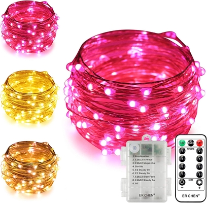 Color Battery Operated Led String Lights 100 LEDs with Remote Timer for Indoor Outdoor Christmas