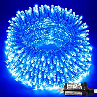 30V Blue Christmas String Lights Indoor 200 LED Clear Wire Plug In Halloween Tree Wall Decor