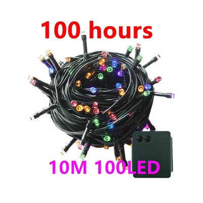 100 LED Christmas Tree Lights Green Cable 28V 10m Length Multi Colored Patio Lights