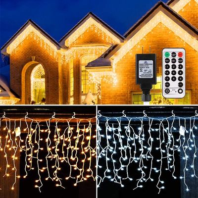 White Outdoor LED Cascading Icicle Lights 30m 300 LED For Christmas