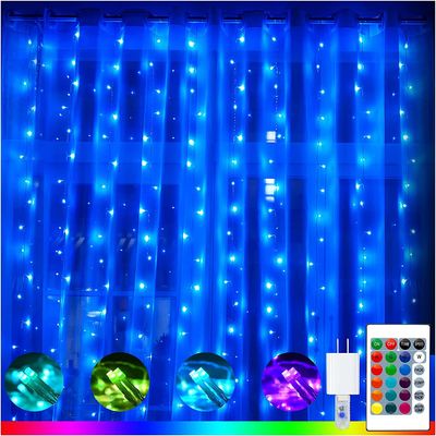 Outdoor Blue 6M LED Curtain Lights 100V 8 Flash Mode For Wedding