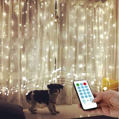 Dimmable 600 LM White LED Curtain Lights 230V Remote For Valentines