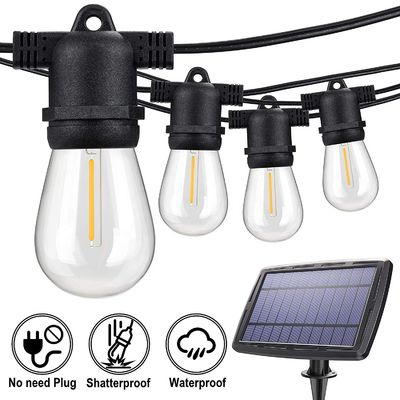 Rechargeable Solar Powered Festoon Lights Edison 3M Cable For Bistro