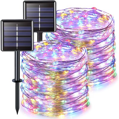 ROHS Solar Christmas String Lights 800 LED Transparent Remote Control Multi Colors