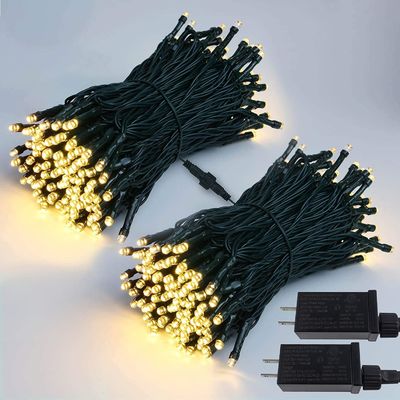 Outdoor Garland 300 Warm White LED Christmas Lights Extendable Cluster Lights