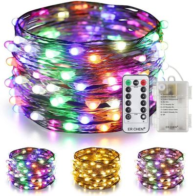 30M Battery Copper Wire Lights Steady On IP65 Color Changing LED Christmas Lights