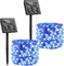 Blue Outdoor Solar Copper Wire Lights Dual Powered Battery Operated String Lights For Birthday