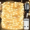 240V Warm White Christmas Fairy Lights With Remote Plug In Copper Wire Lights